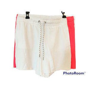 New Calvin Klein Performance Womens White Pink Stripe Logo Shorts $39 Size XL